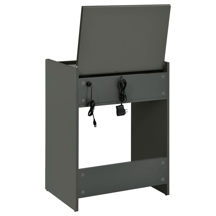 Danbury 3 - drawer Makeup Vanity & Stool Set Grey High Gloss - Walo Furniture