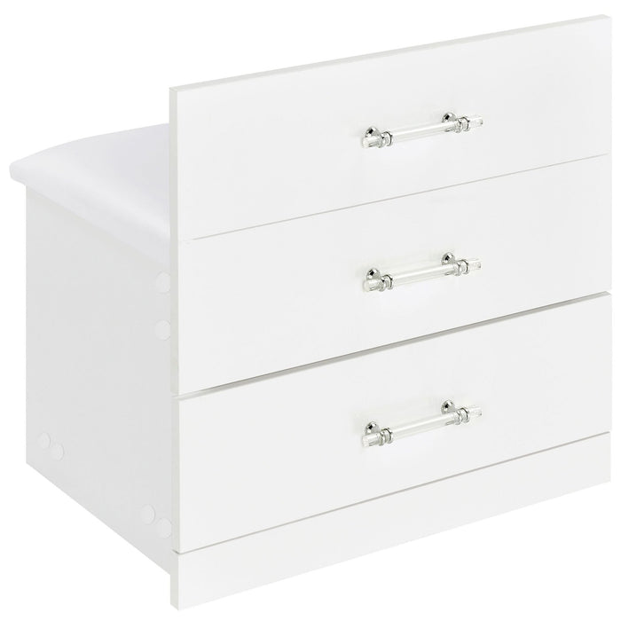 Danbury 3 - drawer Makeup Vanity & Stool Set White High Gloss - Walo Furniture