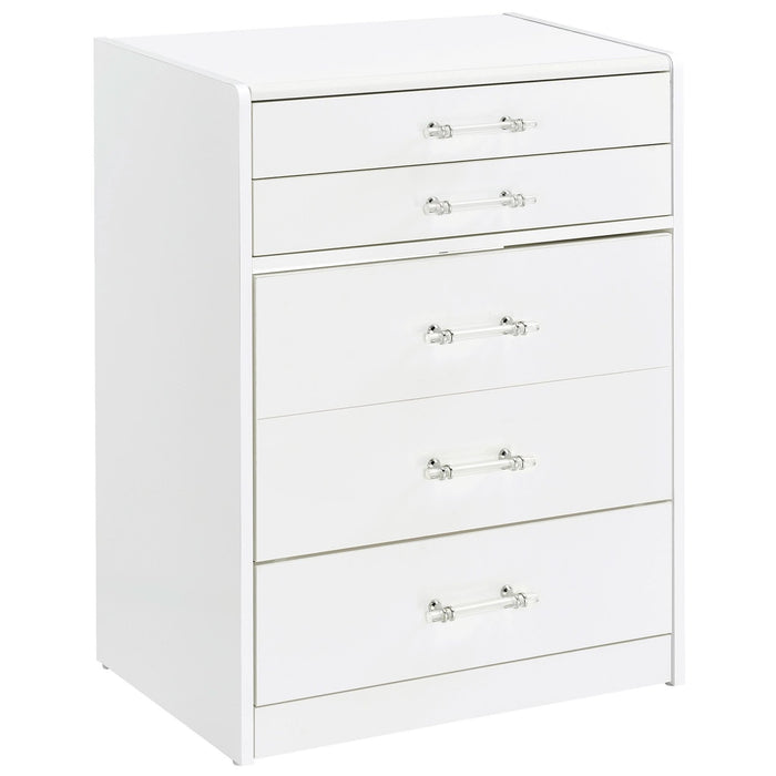 Danbury 3 - drawer Makeup Vanity & Stool Set White High Gloss - Walo Furniture