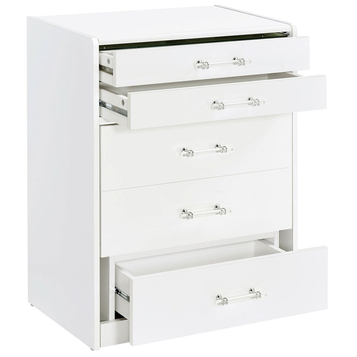 Danbury 3 - drawer Makeup Vanity & Stool Set White High Gloss - Walo Furniture