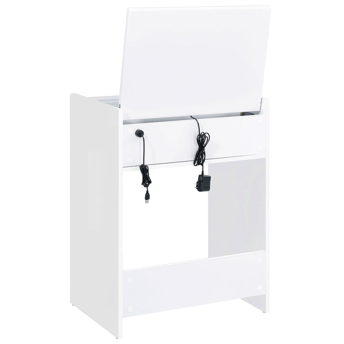 Danbury 3 - drawer Makeup Vanity & Stool Set White High Gloss - Walo Furniture