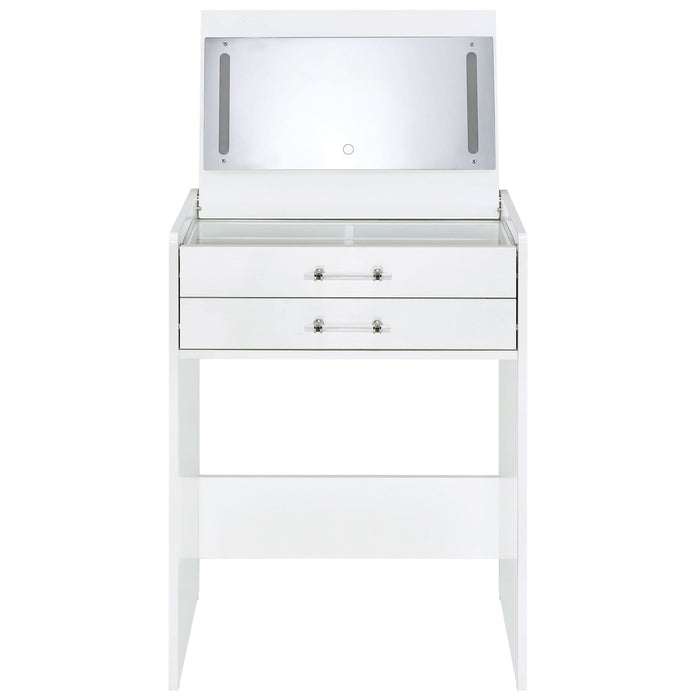 Danbury 3 - drawer Makeup Vanity & Stool Set White High Gloss - Walo Furniture