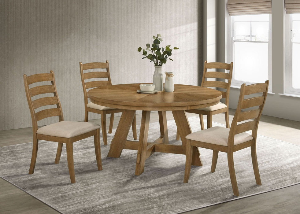 Danvers 5 - piece Dining Table Set Brown Oak and Latte - Walo Furniture