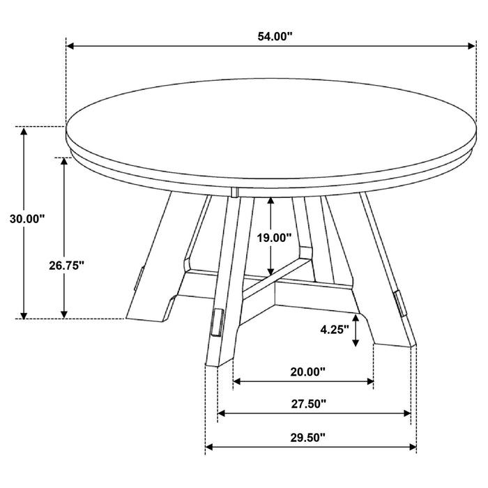 Danvers Round 54 - inch Wood Dining Table Brown Oak - Walo Furniture