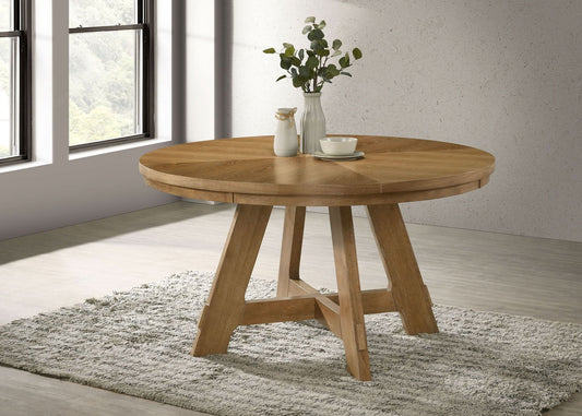 Danvers Round 54 - inch Wood Dining Table Brown Oak - Walo Furniture