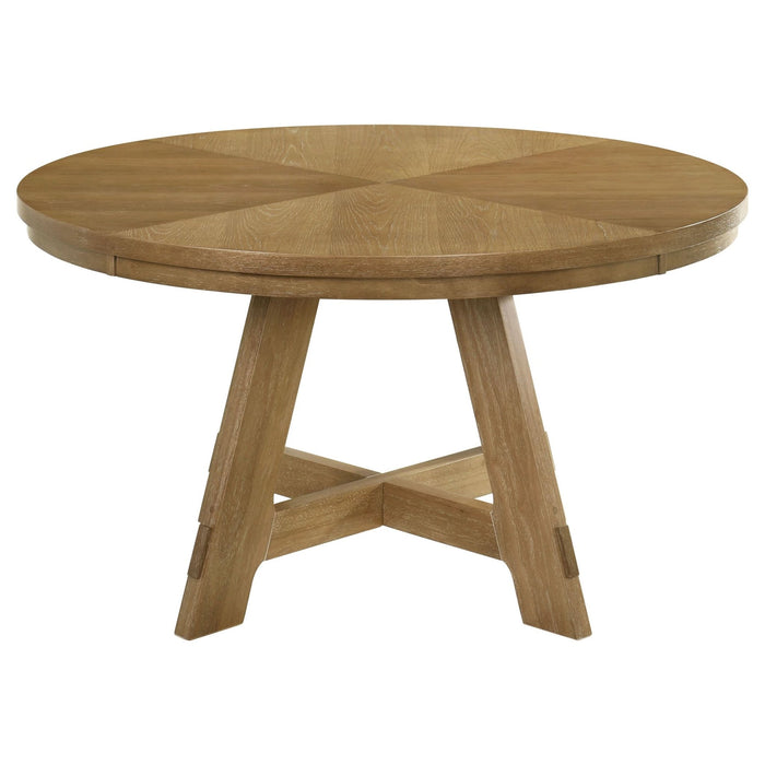 Danvers Round 54 - inch Wood Dining Table Brown Oak - Walo Furniture