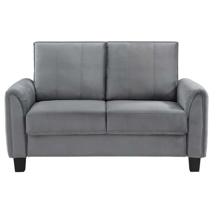 Davis 2 - piece Upholstered Rolled Arm Sofa Grey - Walo Furniture