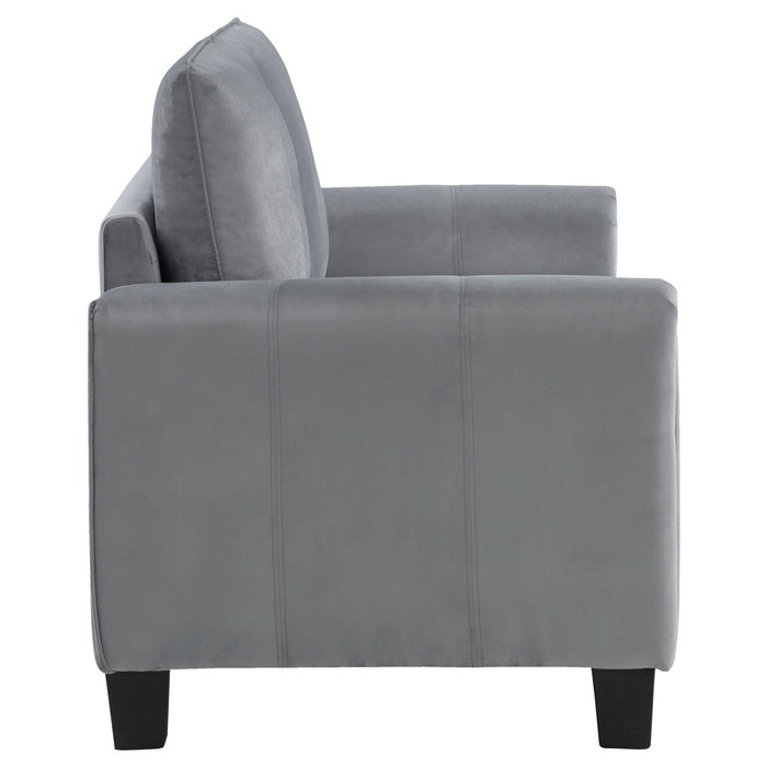 Davis 3 - piece Upholstered Rolled Arm Sofa Grey - Walo Furniture