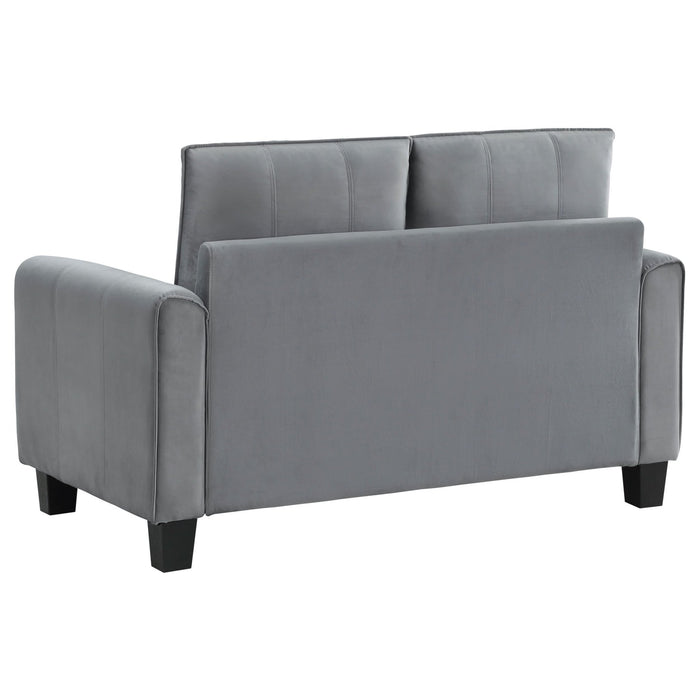 Davis 3 - piece Upholstered Rolled Arm Sofa Grey - Walo Furniture