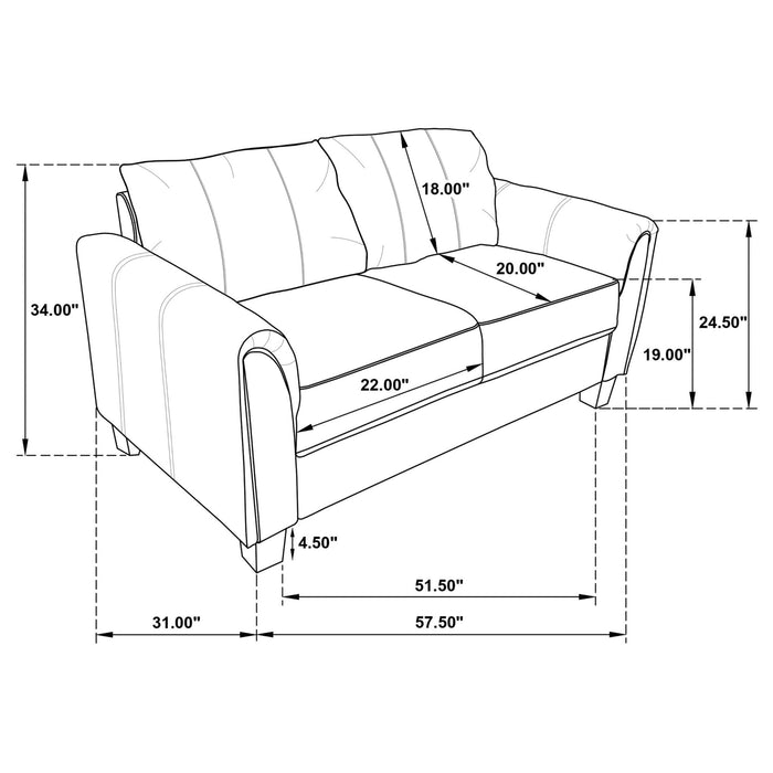 Davis 3 - piece Upholstered Rolled Arm Sofa Grey - Walo Furniture