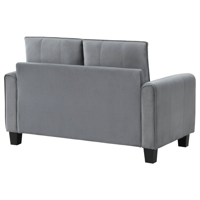 Davis Upholstered Rolled Arm Loveseat Grey - Walo Furniture