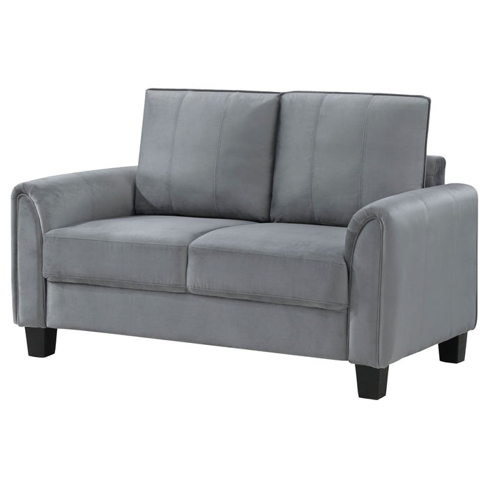 Davis Upholstered Rolled Arm Loveseat Grey - Walo Furniture