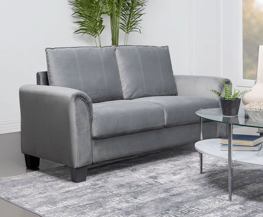 Davis Upholstered Rolled Arm Loveseat Grey - Walo Furniture