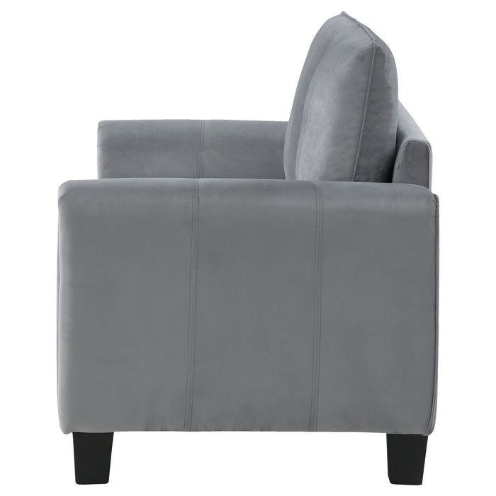 Davis Upholstered Rolled Arm Loveseat Grey - Walo Furniture