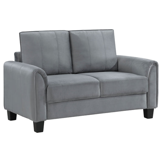 Davis Upholstered Rolled Arm Loveseat Grey - Walo Furniture