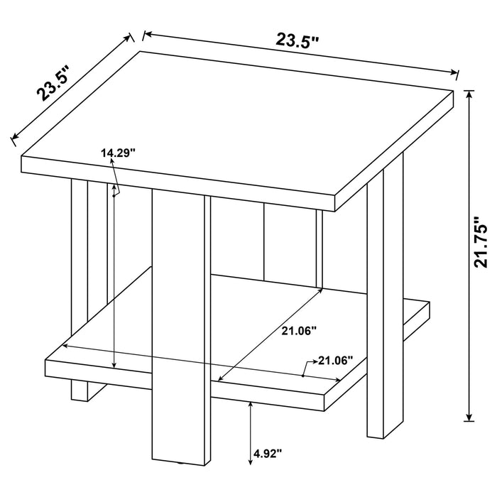 Dawn Square Engineered Wood End Table Mango Brown - Walo Furniture