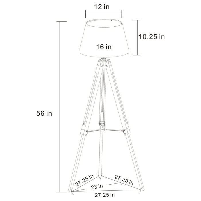 Dayton 56 - inch Empire Shade Metal Tripod Floor Lamp Grey - Walo Furniture