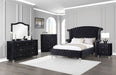 Deanna 7 - drawer Upholstered Dresser with Mirror Black - Walo Furniture