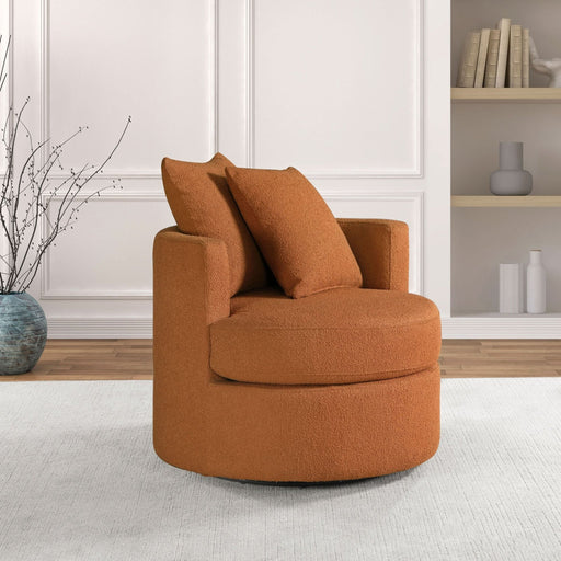 Debbie Upholstered Swivel Accent Chair Burnt Orange - Walo Furniture