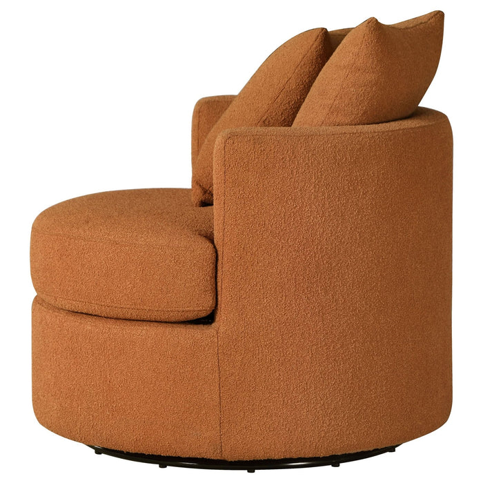 Debbie Upholstered Swivel Accent Chair Burnt Orange - Walo Furniture