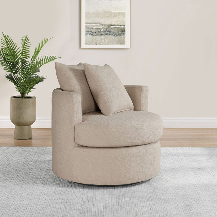 Debbie Upholstered Swivel Accent Chair Camel - Walo Furniture