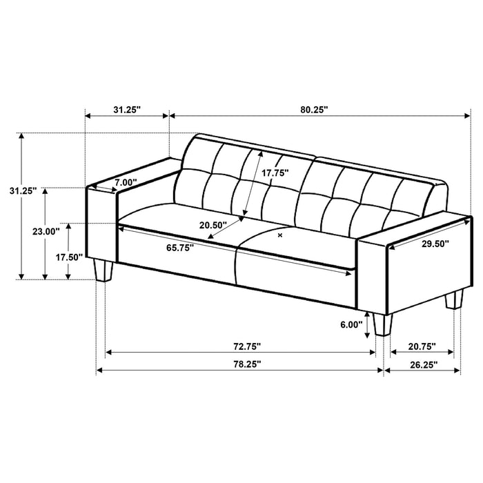 Deerhurst 2 - piece Upholstered Track Arm Sofa Set Charcoal - Walo Furniture