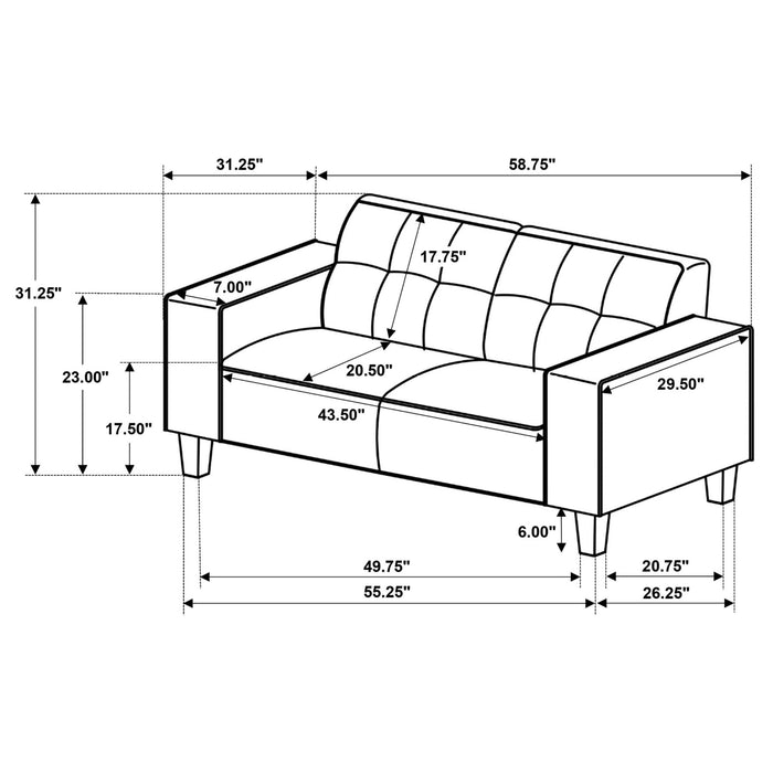 Deerhurst 2 - piece Upholstered Track Arm Sofa Set Charcoal - Walo Furniture