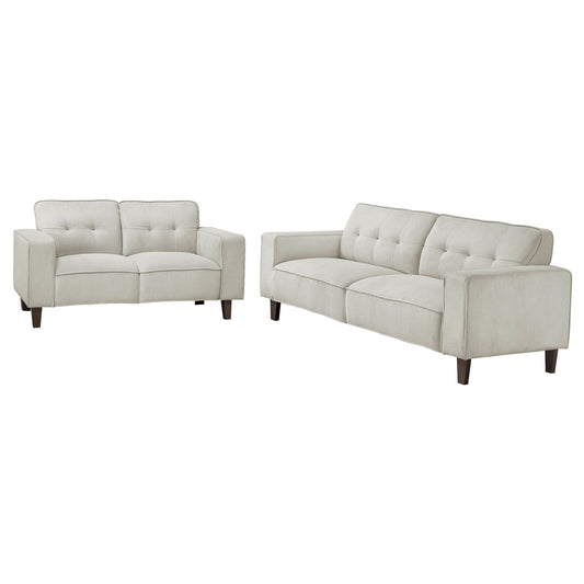 Deerhurst 2 - piece Upholstered Track Arm Sofa Set Greige - Walo Furniture