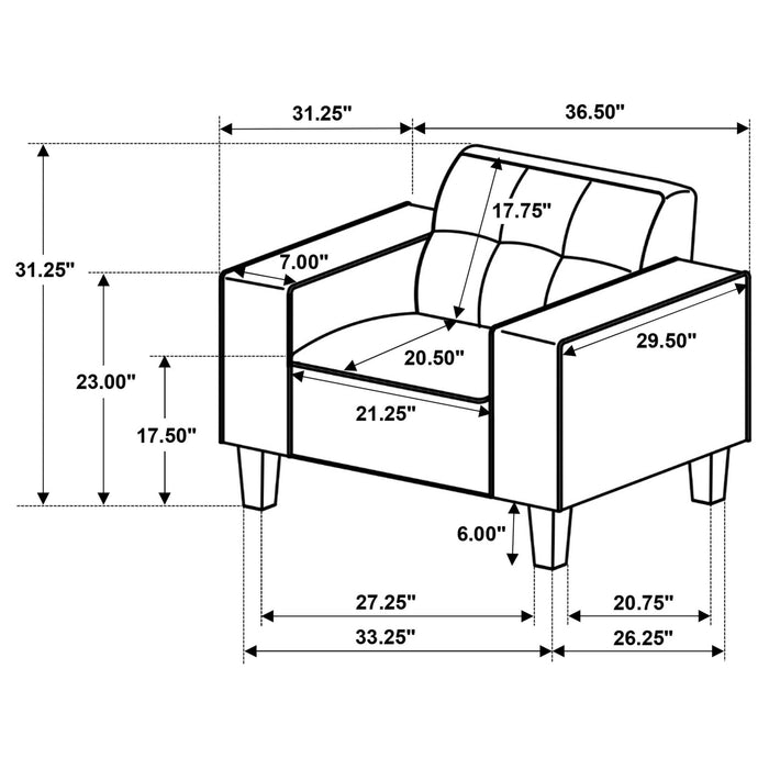 Deerhurst 3 - piece Upholstered Track Arm Sofa Set Charcoal - Walo Furniture