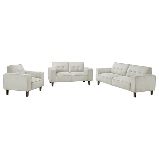 Deerhurst 3 - piece Upholstered Track Arm Sofa Set Greige - Walo Furniture