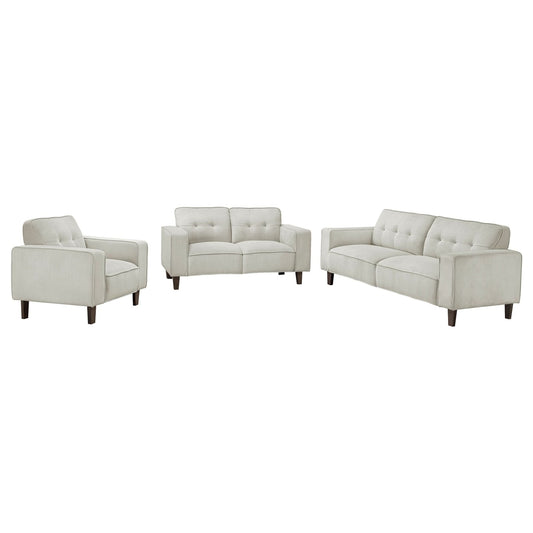 Deerhurst 3 - piece Upholstered Track Arm Sofa Set Greige - Walo Furniture