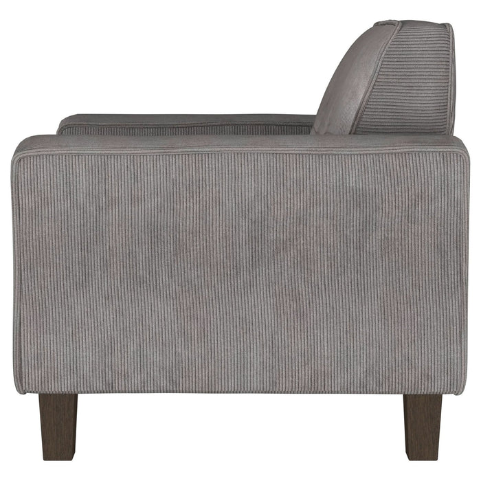 Deerhurst Upholstered Track Arm Tufted Accent Chair Charcoal - Walo Furniture