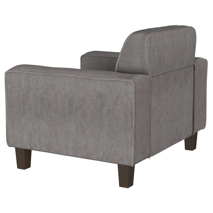 Deerhurst Upholstered Track Arm Tufted Accent Chair Charcoal - Walo Furniture