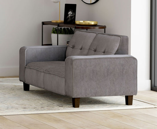 Deerhurst Upholstered Track Arm Tufted Loveseat Charcoal - Walo Furniture