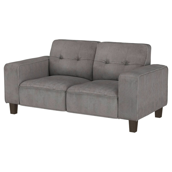 Deerhurst Upholstered Track Arm Tufted Loveseat Charcoal - Walo Furniture