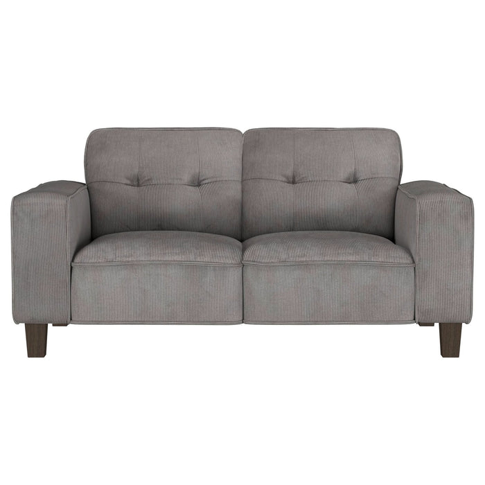 Deerhurst Upholstered Track Arm Tufted Loveseat Charcoal - Walo Furniture