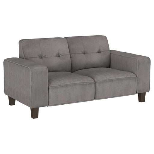 Deerhurst Upholstered Track Arm Tufted Loveseat Charcoal - Walo Furniture