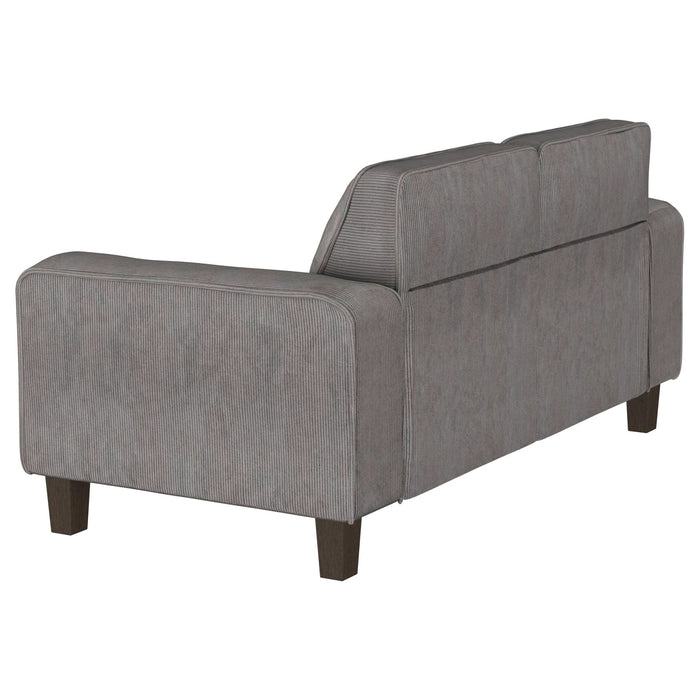 Deerhurst Upholstered Track Arm Tufted Loveseat Charcoal - Walo Furniture