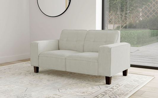 Deerhurst Upholstered Track Arm Tufted Loveseat Greige - Walo Furniture