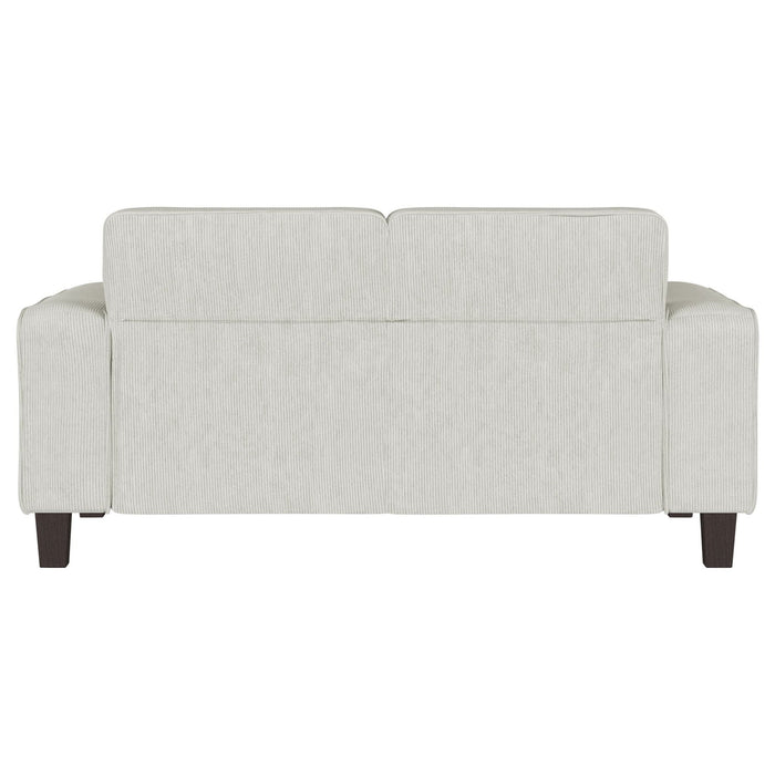 Deerhurst Upholstered Track Arm Tufted Loveseat Greige - Walo Furniture