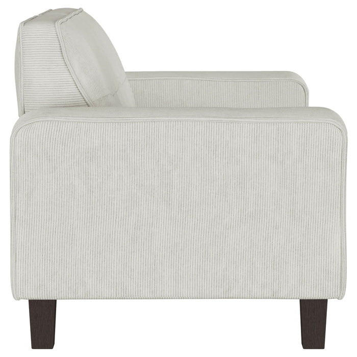 Deerhurst Upholstered Track Arm Tufted Loveseat Greige - Walo Furniture