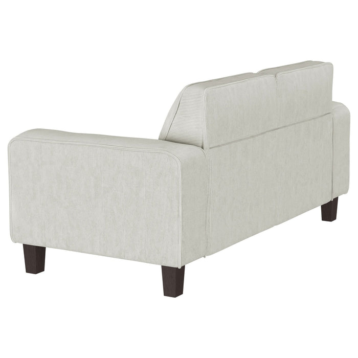 Deerhurst Upholstered Track Arm Tufted Loveseat Greige - Walo Furniture