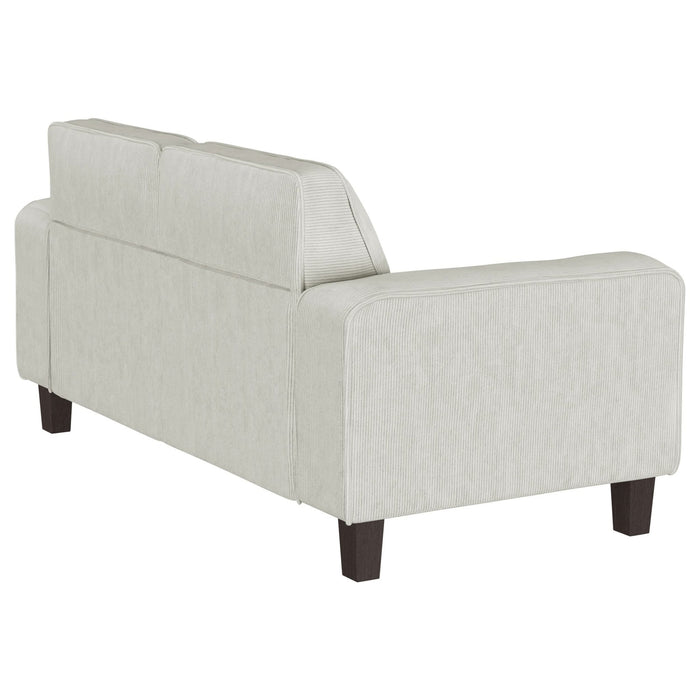 Deerhurst Upholstered Track Arm Tufted Loveseat Greige - Walo Furniture