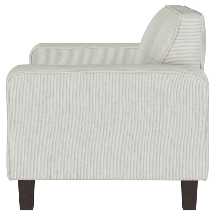 Deerhurst Upholstered Track Arm Tufted Loveseat Greige - Walo Furniture