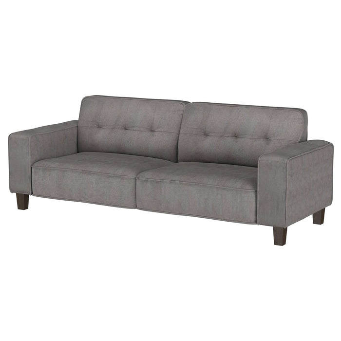 Deerhurst Upholstered Track Arm Tufted Sofa Charcoal - Walo Furniture