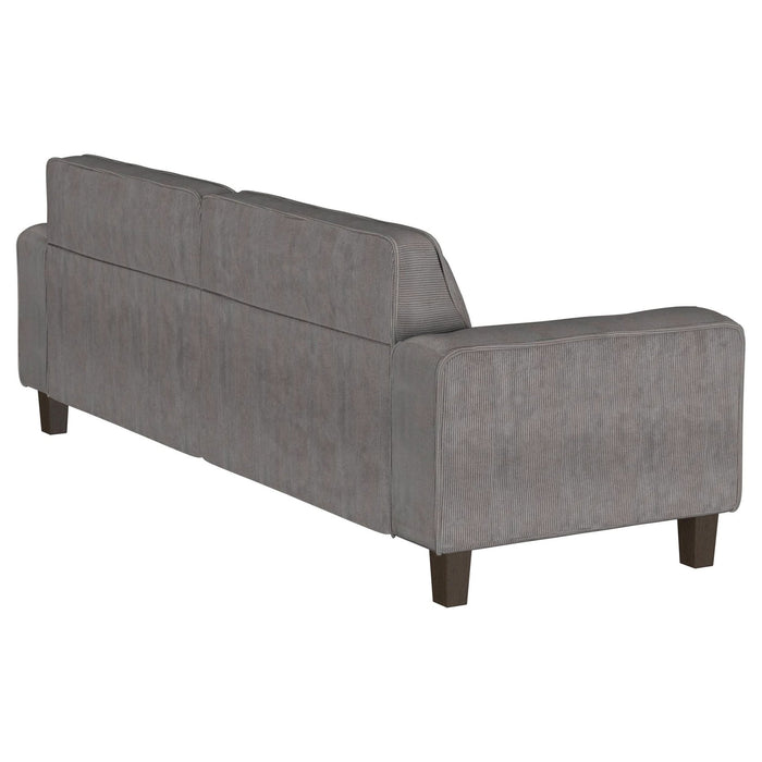 Deerhurst Upholstered Track Arm Tufted Sofa Charcoal - Walo Furniture