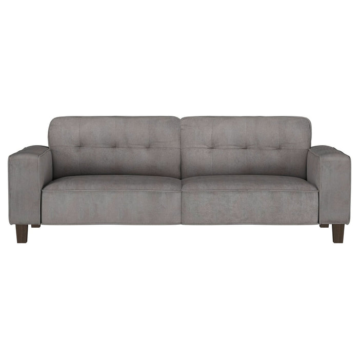 Deerhurst Upholstered Track Arm Tufted Sofa Charcoal - Walo Furniture