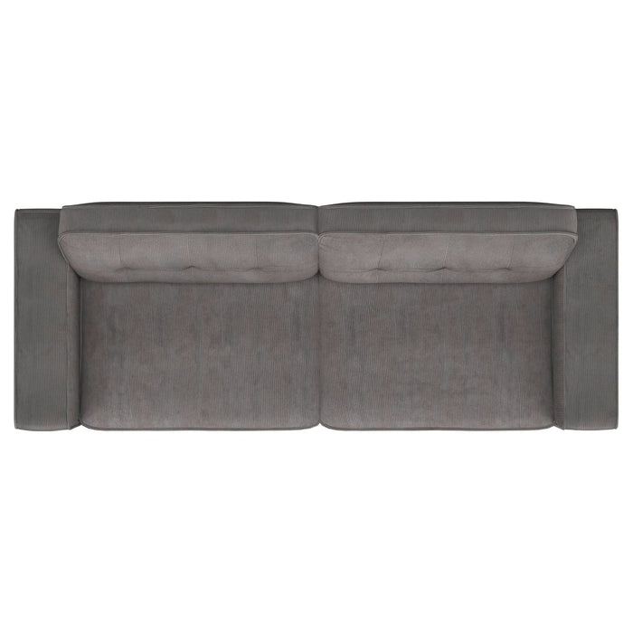 Deerhurst Upholstered Track Arm Tufted Sofa Charcoal - Walo Furniture