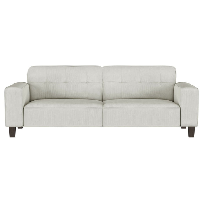 Deerhurst Upholstered Track Arm Tufted Sofa Greige - Walo Furniture