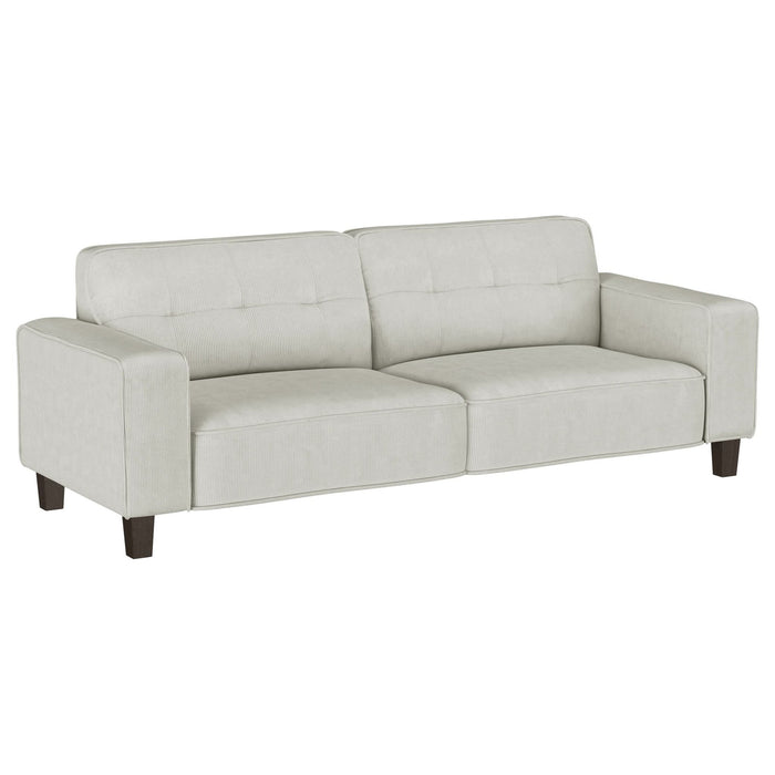 Deerhurst Upholstered Track Arm Tufted Sofa Greige - Walo Furniture